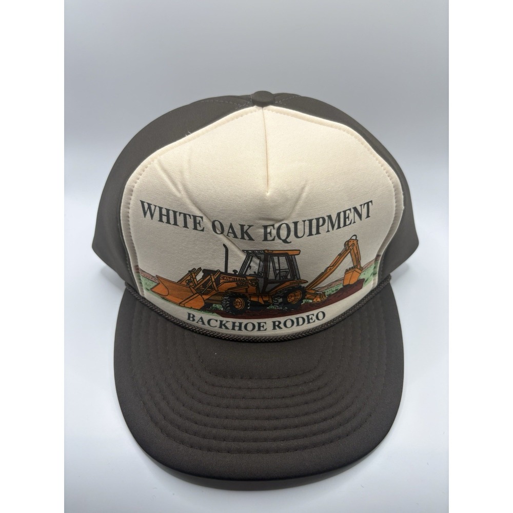 Vintage White Oak Equipment Backhoe Rodeo CASE Tractor Nissin Snapback Hat Cap